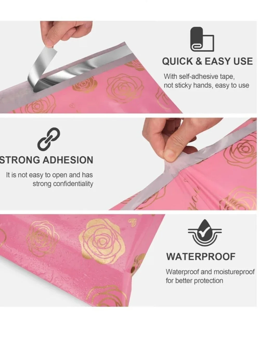 20ct 6 X 9 Pink Rose Thank You Polymailers 🌹🌹🌹🌹🌹
